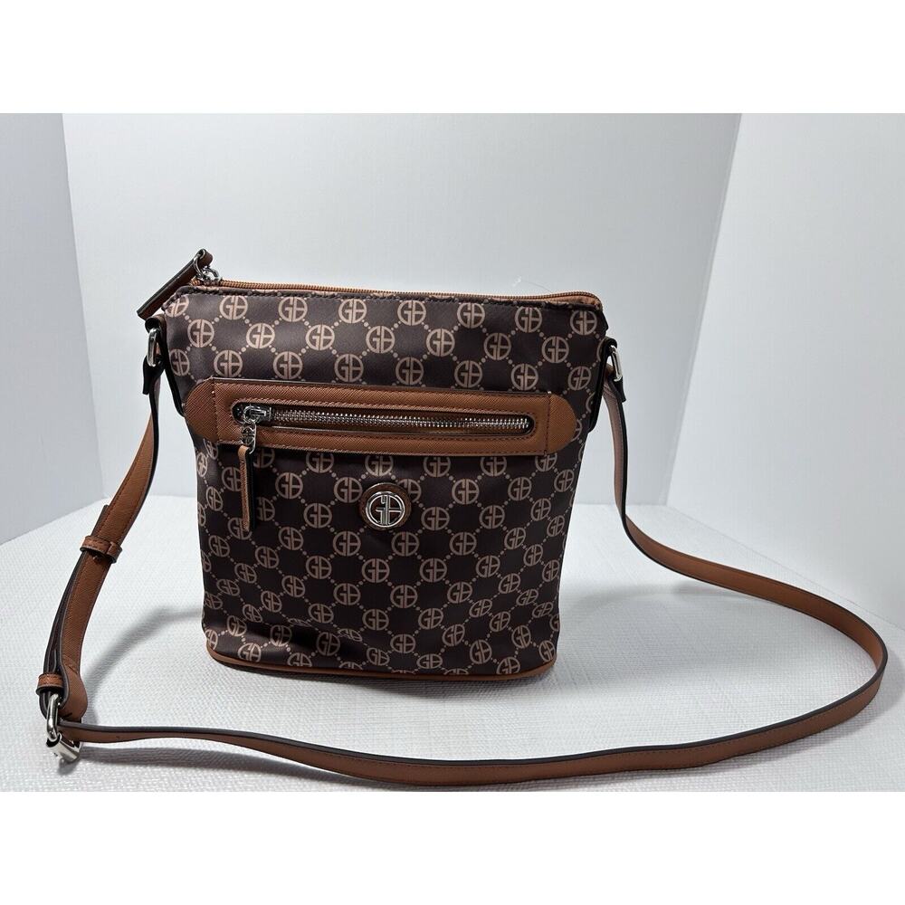 GIANI BERNINI logo nylon North South small crossbody bag - Chocolate brown‎